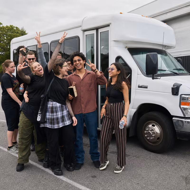Black Mercedes Sprinter van staged for an New Orleans Concert Transportation group