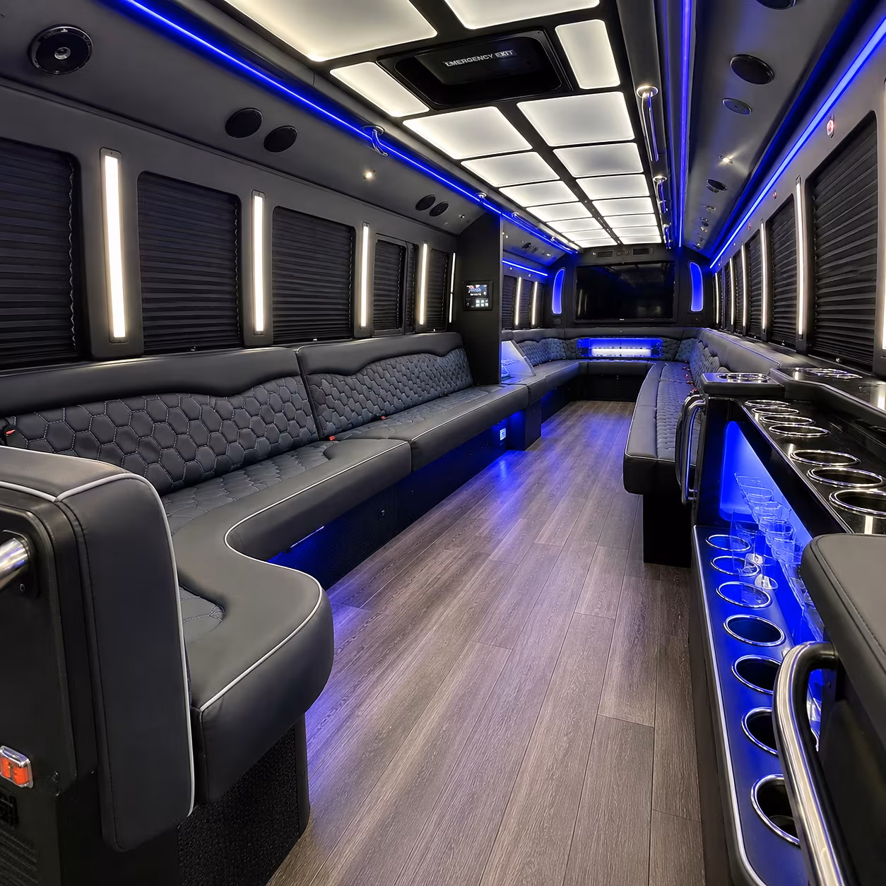 New Orleans Private Event Transportation party bus interior