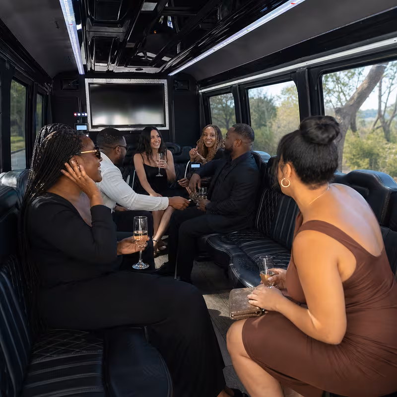 Black Mercedes Sprinter van staged for an New Orleans Private Event Transportation group
