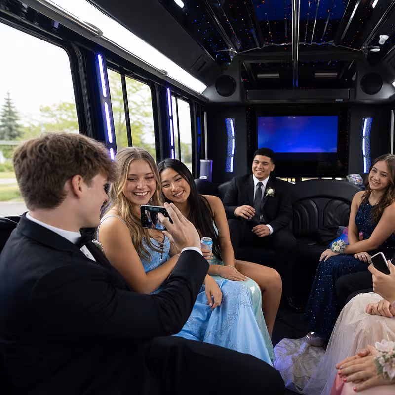 Black Mercedes Sprinter van staged for an New Orleans Prom & Homecoming Transportation group