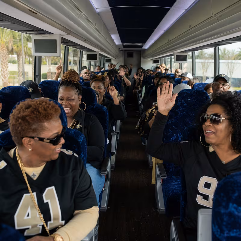 Black Mercedes Sprinter van staged for an New Orleans Sporting Event Transportation group
