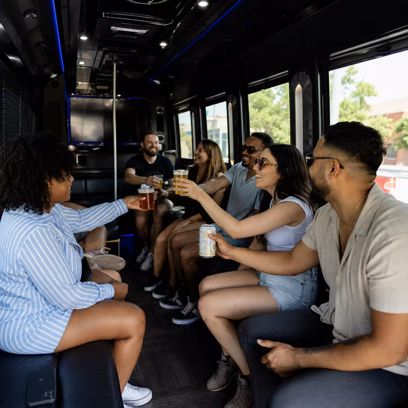 Black Mercedes Sprinter van staged for an New Orleans Winery & Brewery Tour Transportation group